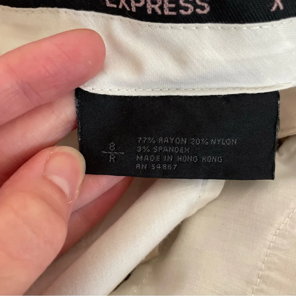 EXPRESS Editor Stretch Mid Rise Wide Leg Trouser Pant Cream Beige Flare ? Work 8 - Image 7