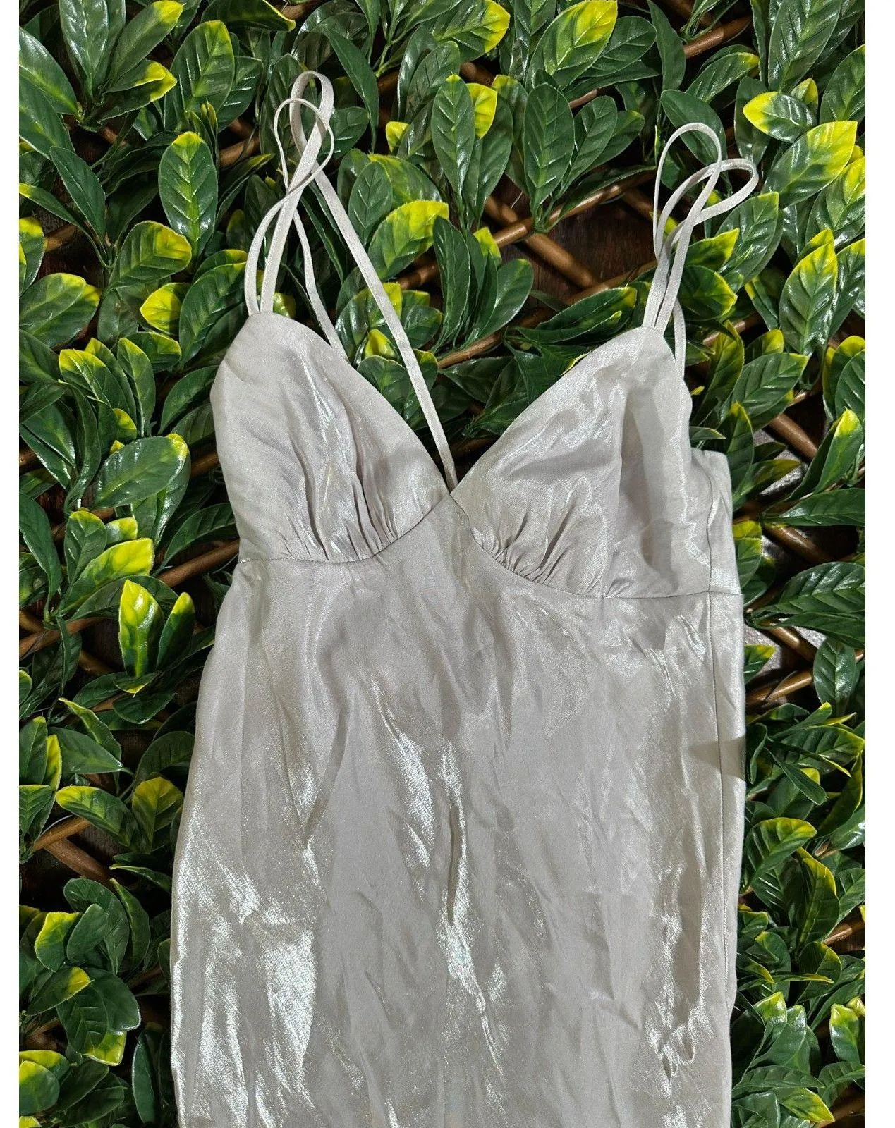 Wild Fable Women's Iridescent Maxi Slip Dress Gray Sz XXS - Image 4