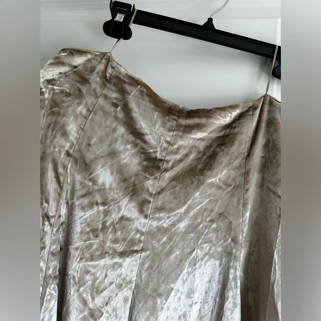 VINCE Champagne Paneled Velvet Slip Midi Skirt Size‎ 12 NWT - Image 7