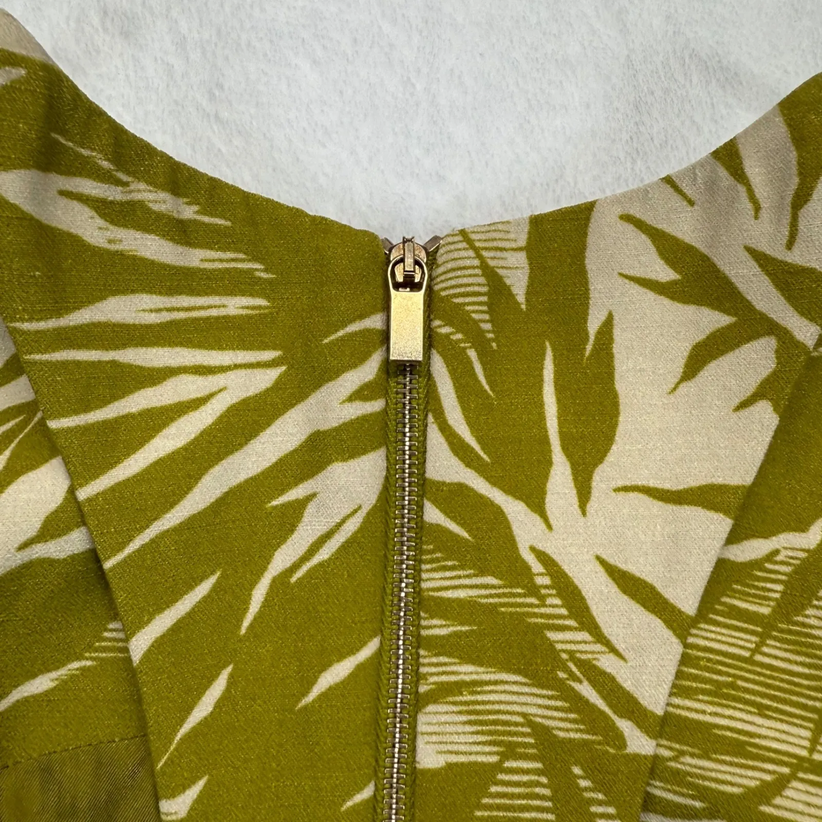 Jason Wu linen blend Silk trim Palm Print Halter Dress Green Size‎ 10 no belt - Image 13