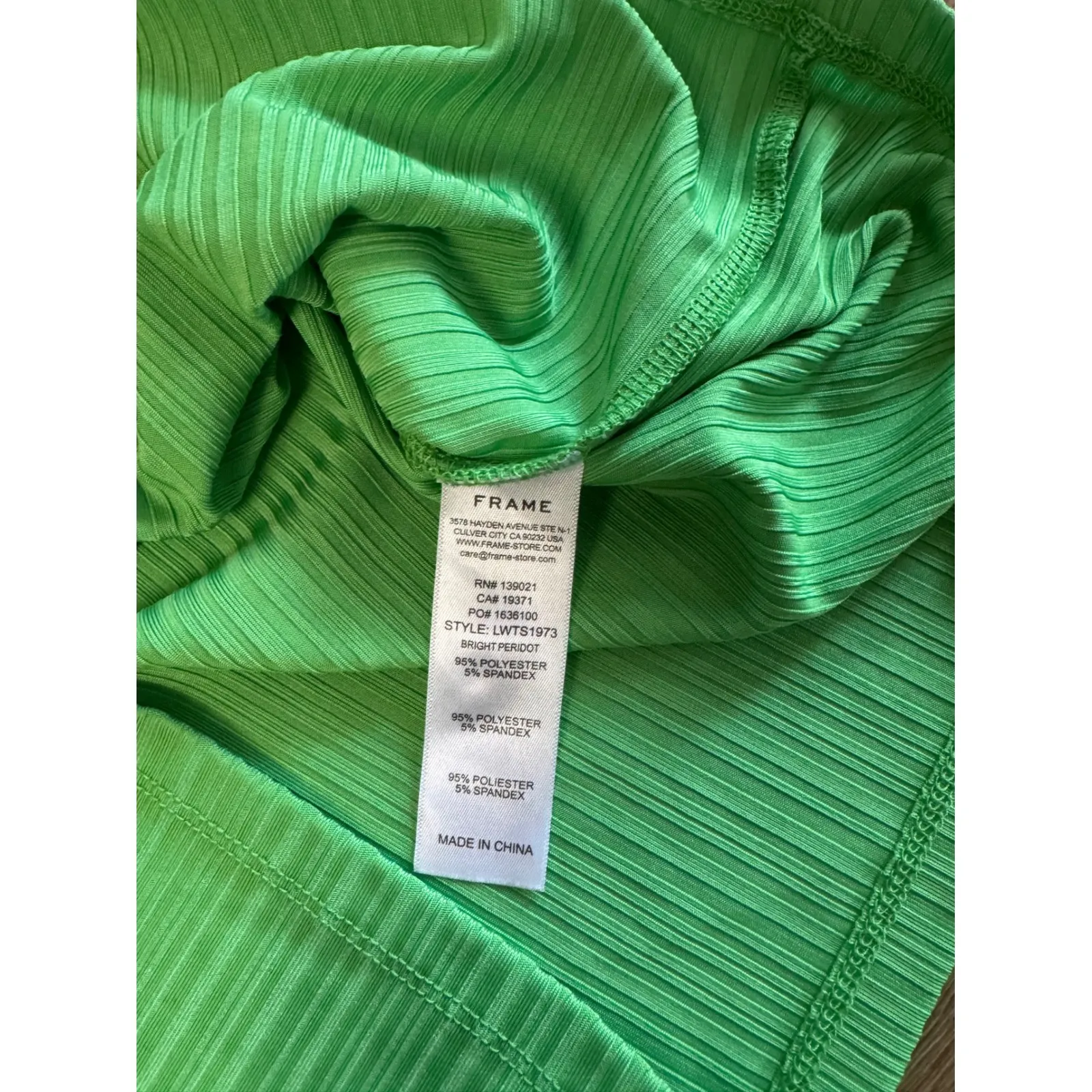 FRAME Ribbed Tank Top Women's L Bright Green Sleeveless Shirt - Image 4