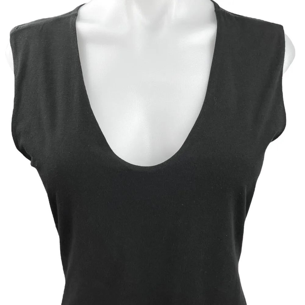 NEW Argent Black Stretch Cotton Sleeveless Deep V - Image 3
