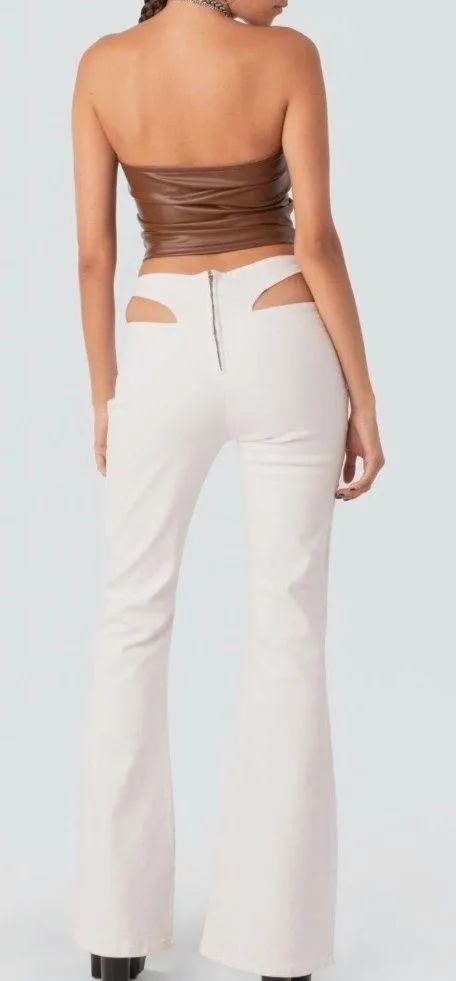 White Cut Out Pants - Image 3