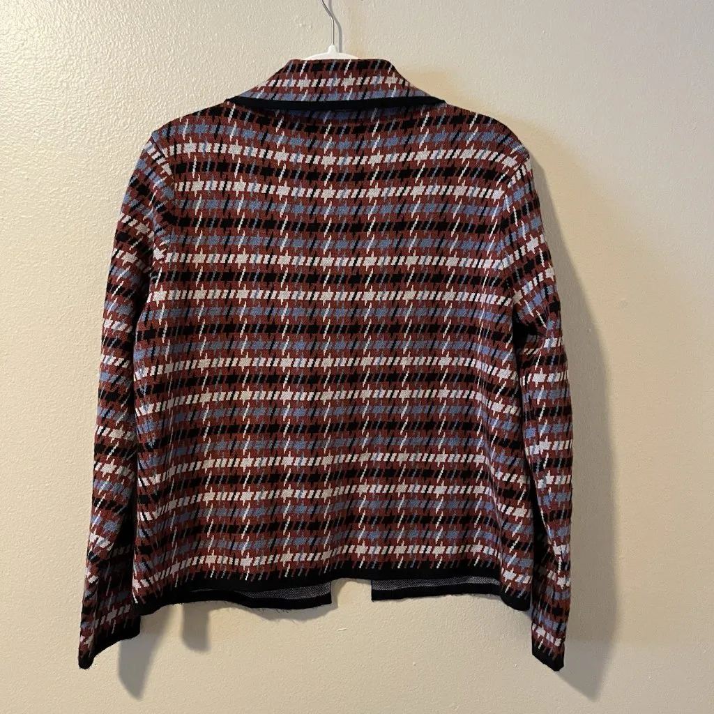 Tahari Blazer Cardigan Sweater Houndstooth Color Career Business Preppy Academia - Image 5