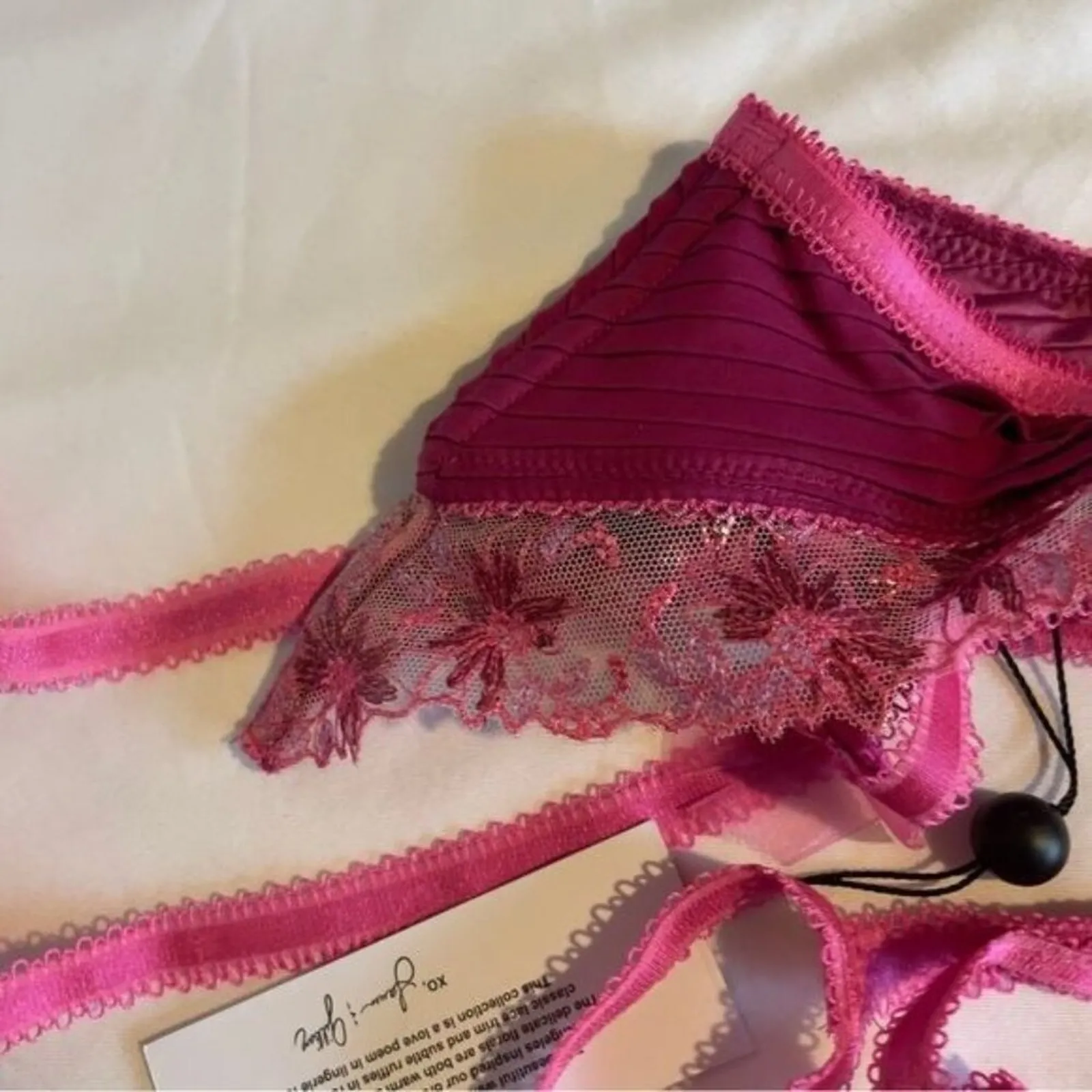 For Love & Lemons New XS Ophelie Fuchsia Pink Lace Garter Belt - Image 8