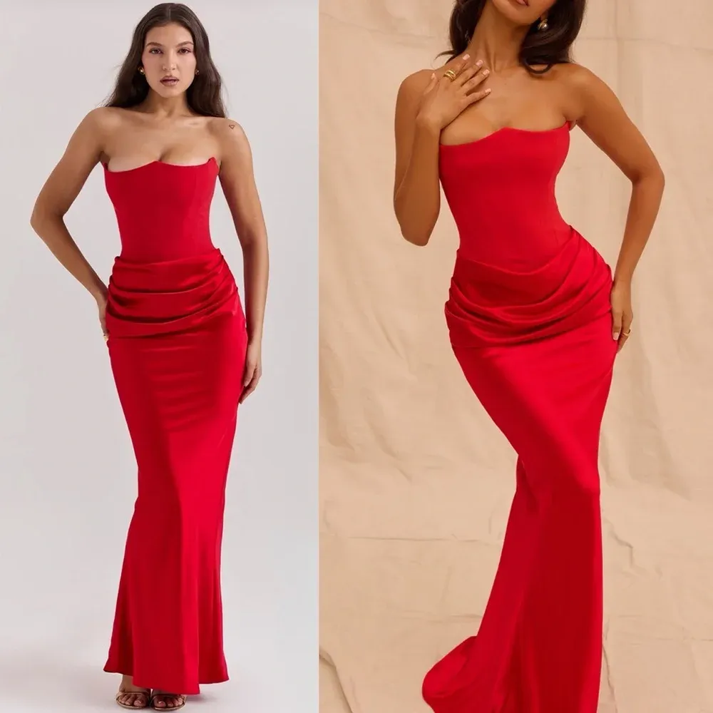 HOUSE OF CB size M D-DD 'Persephone' Scarlet Strapless Corset‎ Maxi Dress NWOT - Image 16