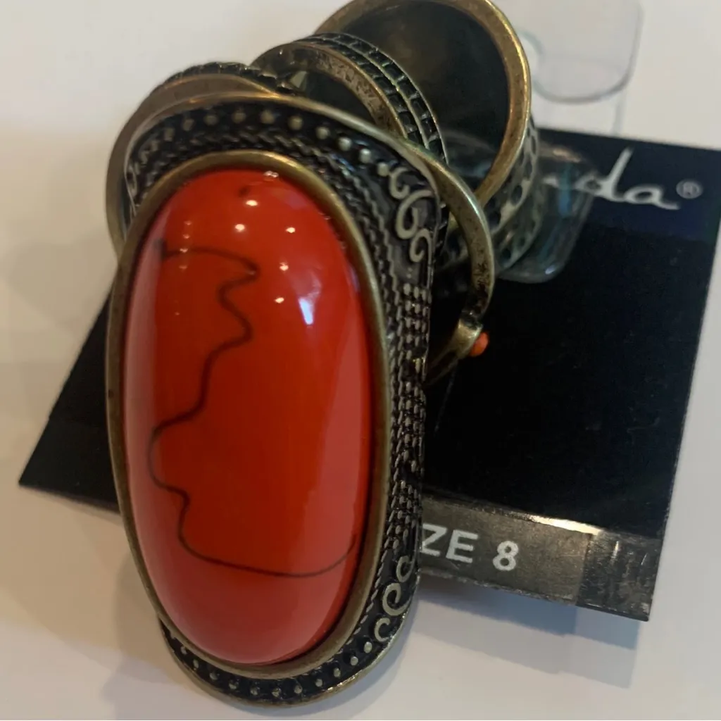 Taraganda boho Stacked Stoned Ring Orange Size 8 - Image 2
