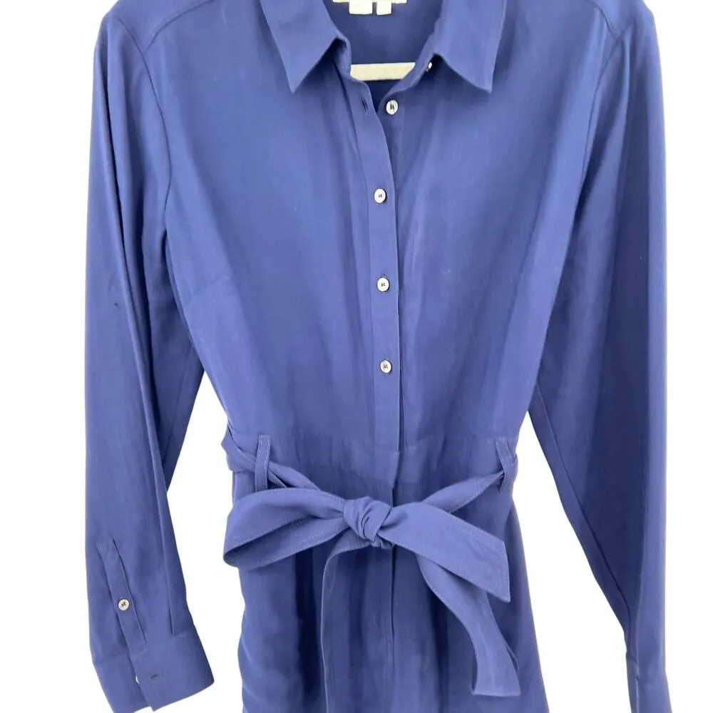 Boden Cosima Romper Navy Blue Belted Shirt Size US 10P Petite‎ - Image 5