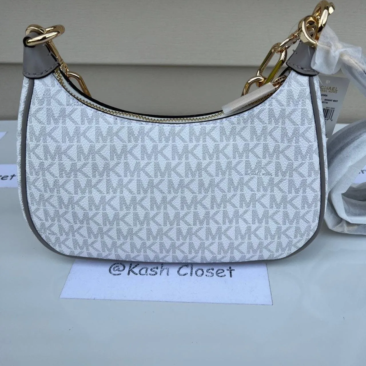 Bright White Cora Shoulder Handbag Crossbody Medium Pouchette - Image 4