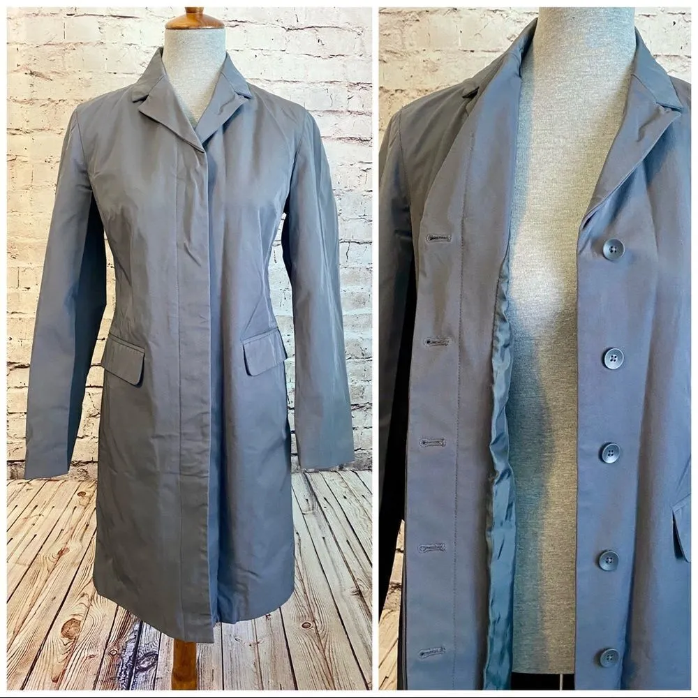 GAP Trench Overcoat Gray Long Button Up Pockets Size Small - Image 2