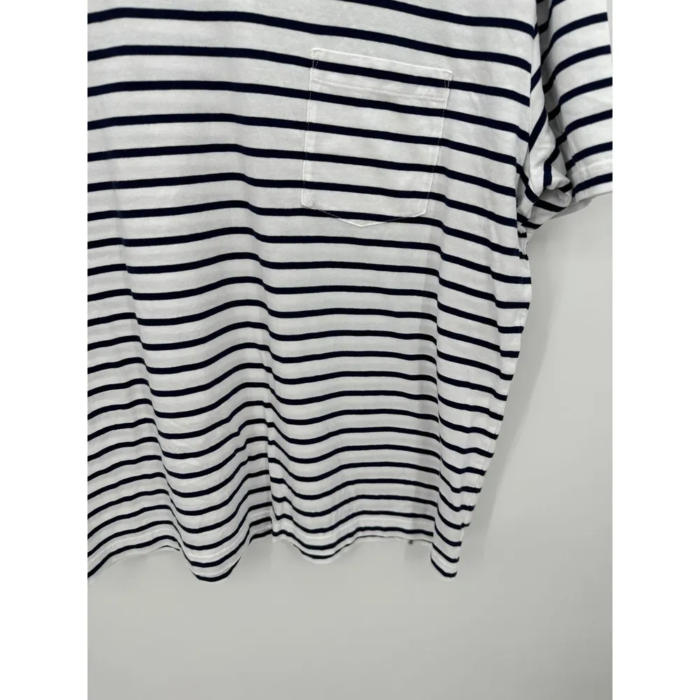 Gap Blue White Stripe Standard T T-shirt Pocket Organic Cotton Women's Large - Image 5