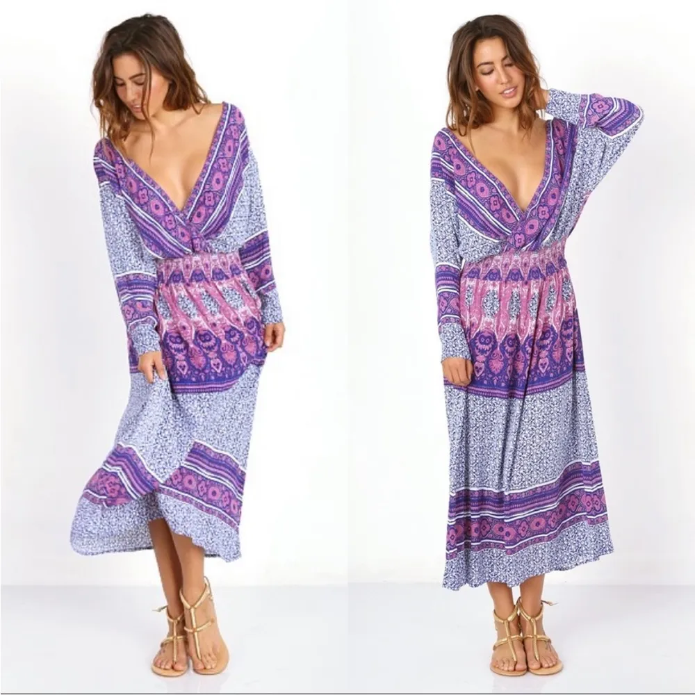 Free People She's A Lady Reversible V Neck Midi Dress Size XS - Image 10