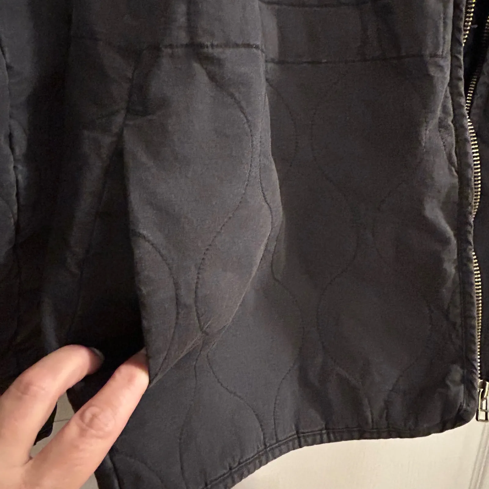 Universal Thread Quilted Jacket Women Medium Black Collared Zipper Cotton Blend - Image 11