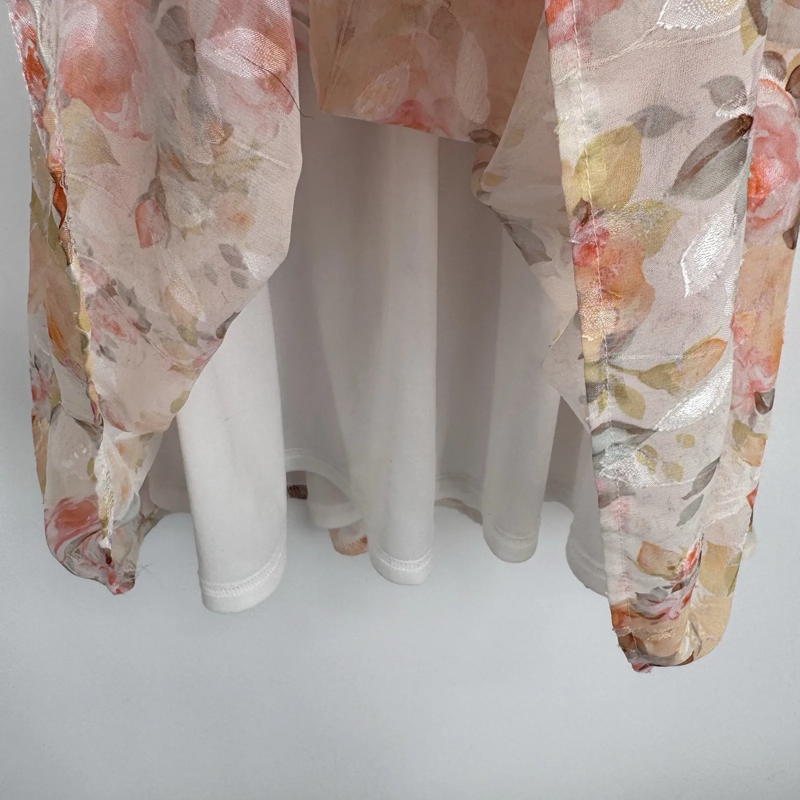 Vintage Y2K Windsor Babydoll Dress Womens M White Orange Floral Garden Fairy - Image 5