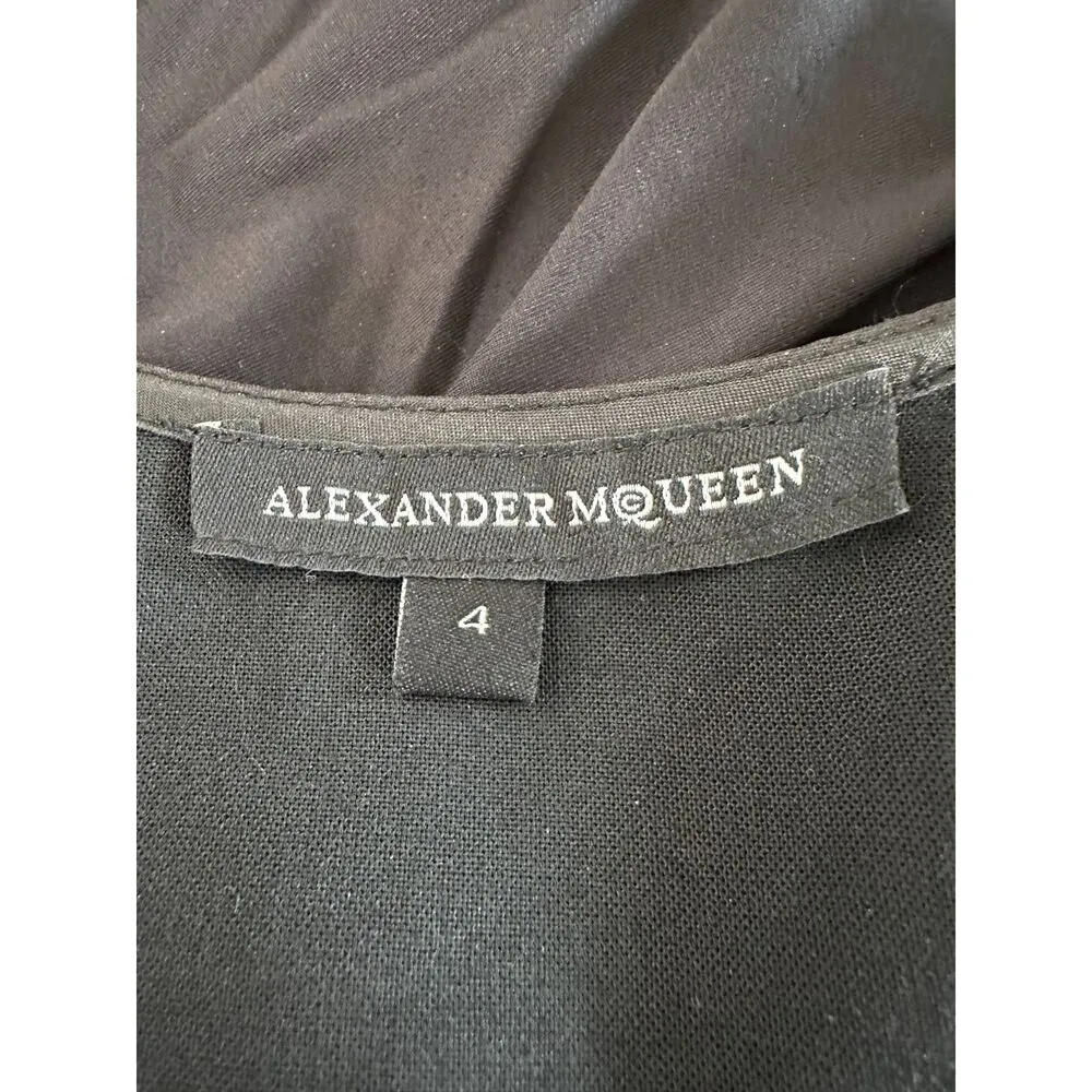 VINTAGE SUPER UNIQUE ALEXANDER MCQUEEN Black Toga Dress with Gold Size 4 - Image 4