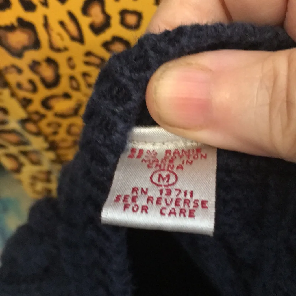 Karen Scott FINAL MARKDOWN  navy bibbed sweater medium - Image 5