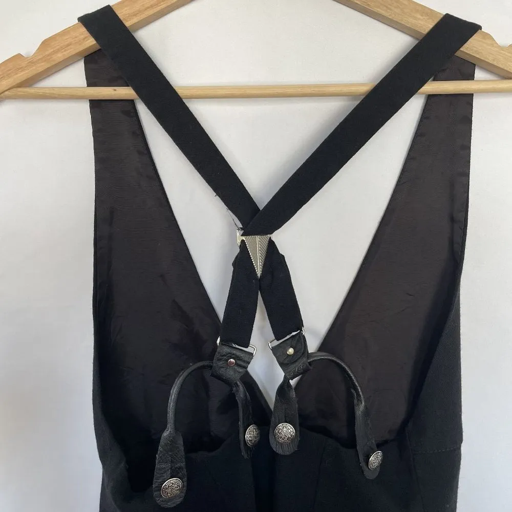 The Limited Vintage Black Suspender Dress Silver Button Accents Size 6 Wool Rayo - Image 6