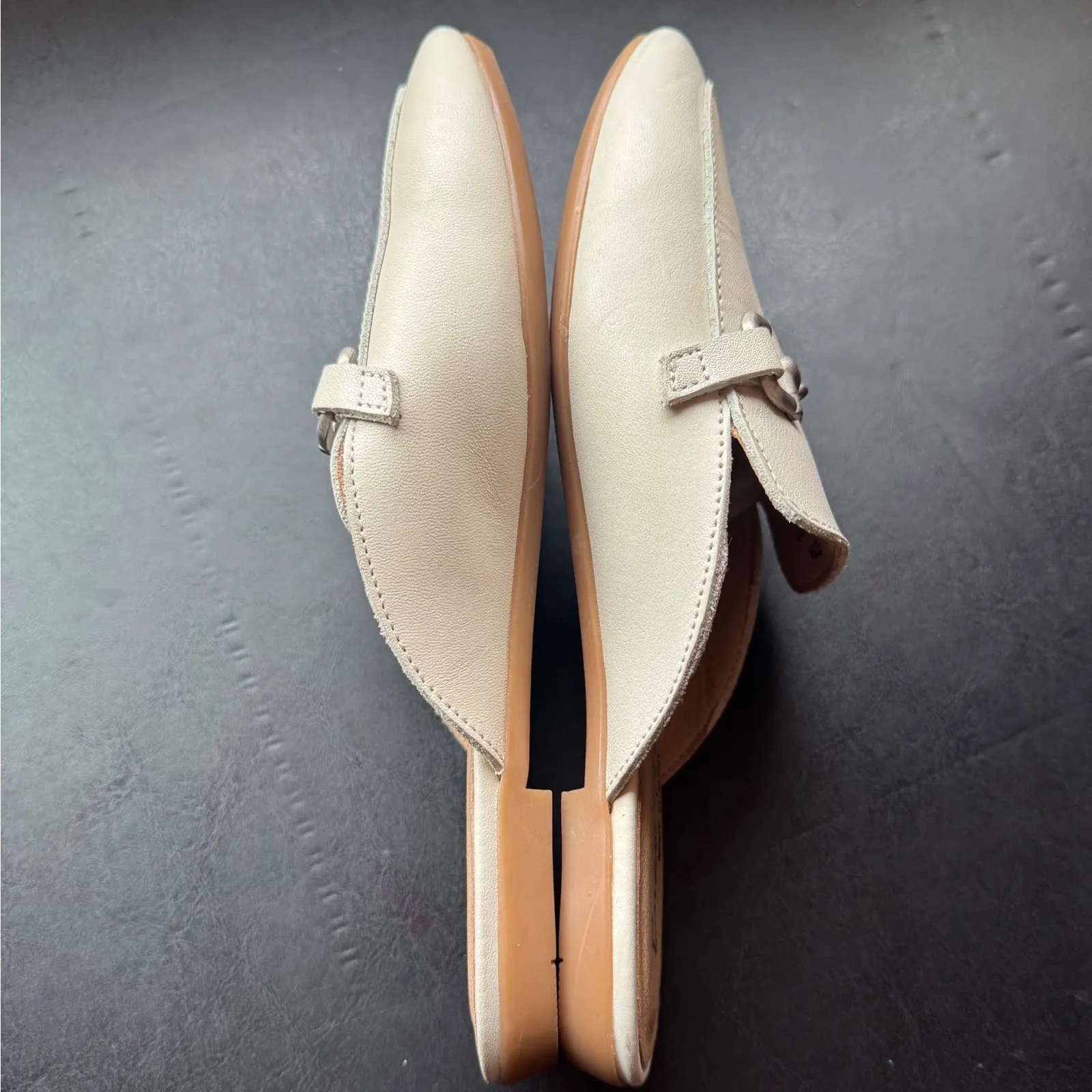 Enzo Tesoti sz 6.5 Women White Slip On Mule Loafers Flats Equestrian Minimalist - Image 8