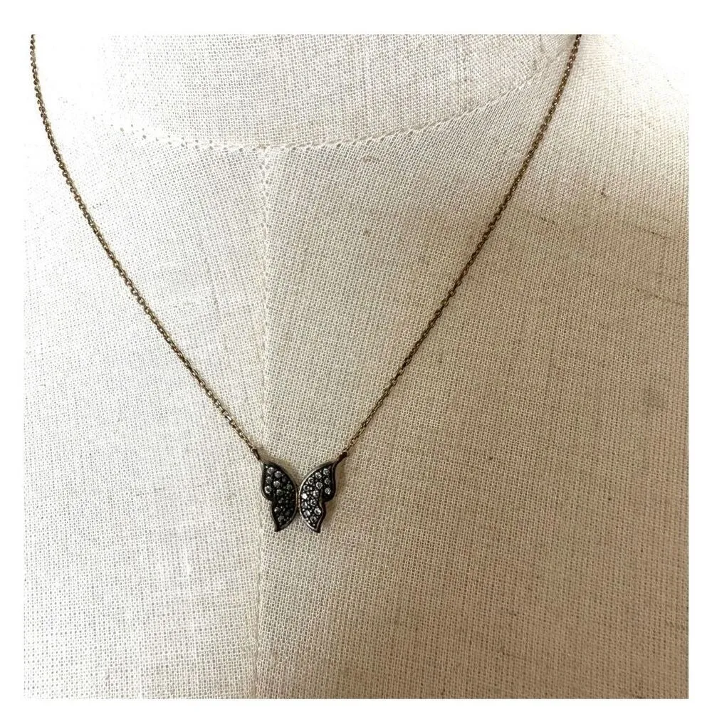 Rhinestone butterfly dainty pendant necklace - Image 3