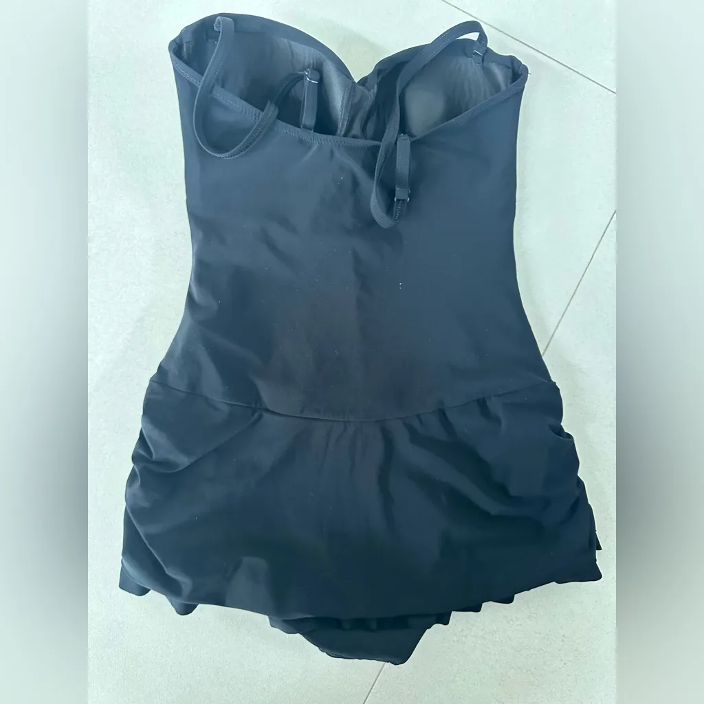 PROFILE BY GOTTEX BALCK Solid Tutti Frutti ONE PIECE BATHING SUIT SIZE 10 Black - Image 2