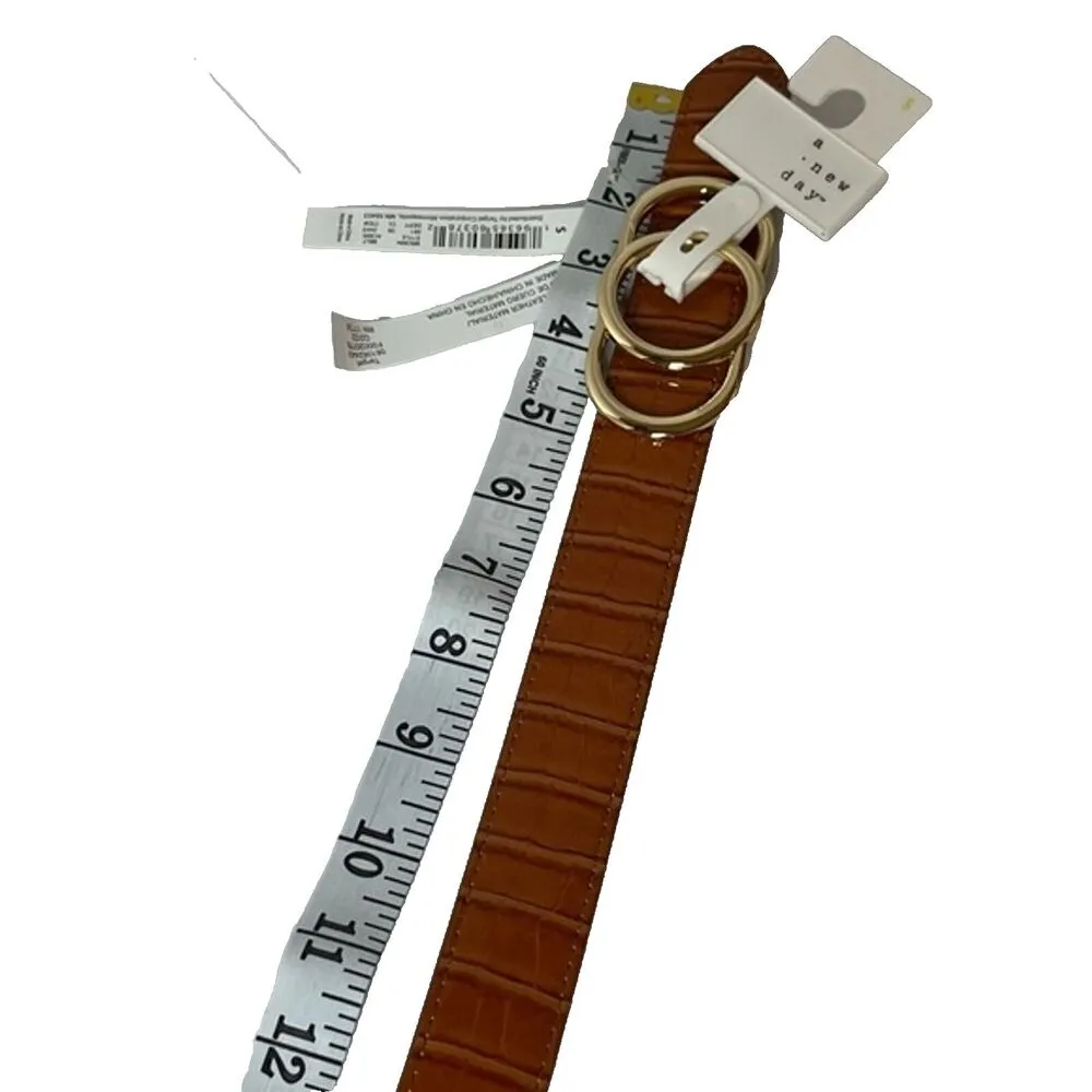 A New Day Women's Cognac & Gold Triple Plaque Belt Size Small NEW! - Image 9