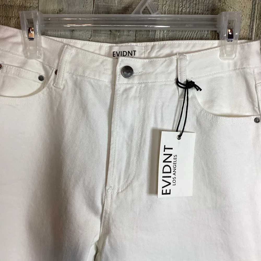 EVIDNT Los Angeles Size 29 Orsay Slim Asymmetrical Raw Cut Hem White Denim Jeans - Image 7