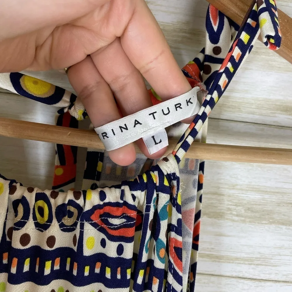 Trina Turk Orange Tribal Ikat Halter Maxi Dress - Image 4