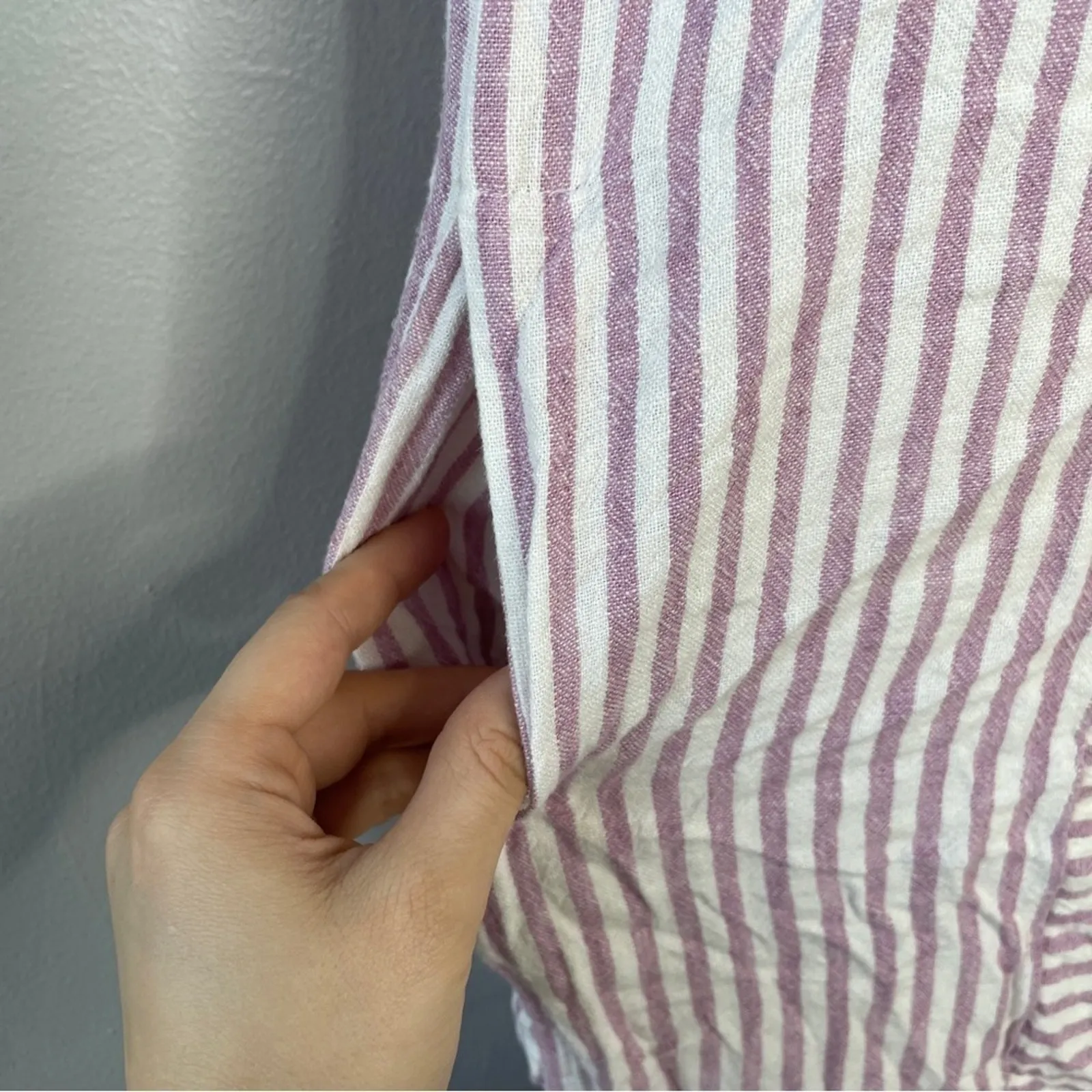 MADEWELL Linen Blend Dress Womens XSmall Striped Mini Summer Trip Coastal Beach - Image 6