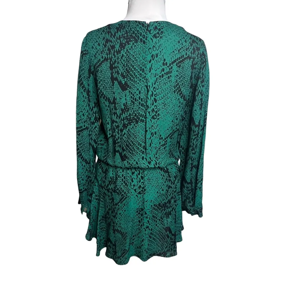 Karina Grimaldi Jackie Verde Pillar mini dress snakeskin green black Sz S - Image 4