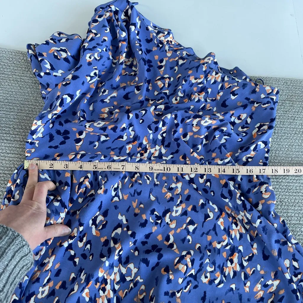 Nine West Purple Leopard Print One Shoulder Belted Dress Size Large - Image 8