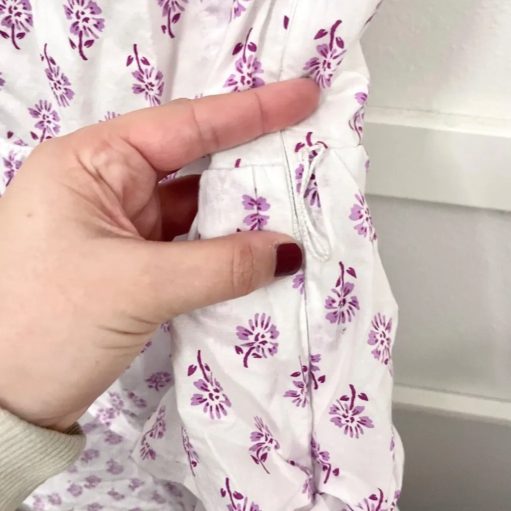 J Crew Factory White Purple Floral Sleeveless Tiered Midi Dress CK670 Size 8 - Image 4