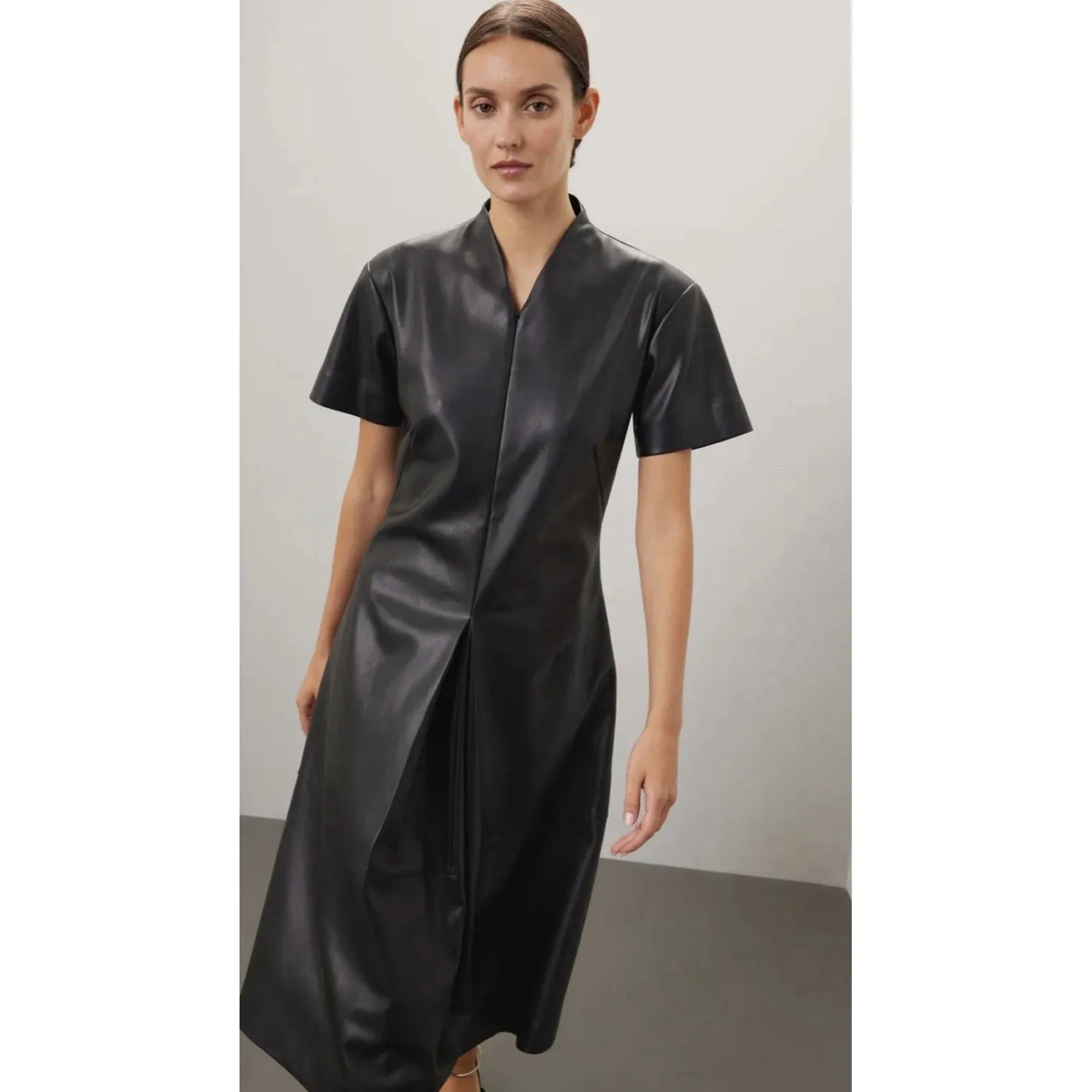 RTR Proenza Schouler White Label Esther Faux Leather Midi Dress Size 6 - Image 3