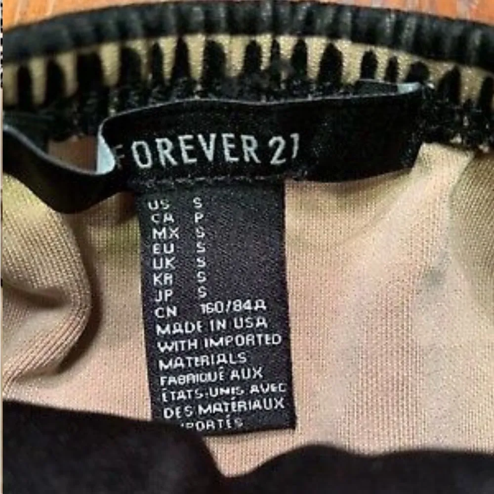 Forever 21 black nude geometric tribal Aztec fit flare strapless dress Sz S - Image 9