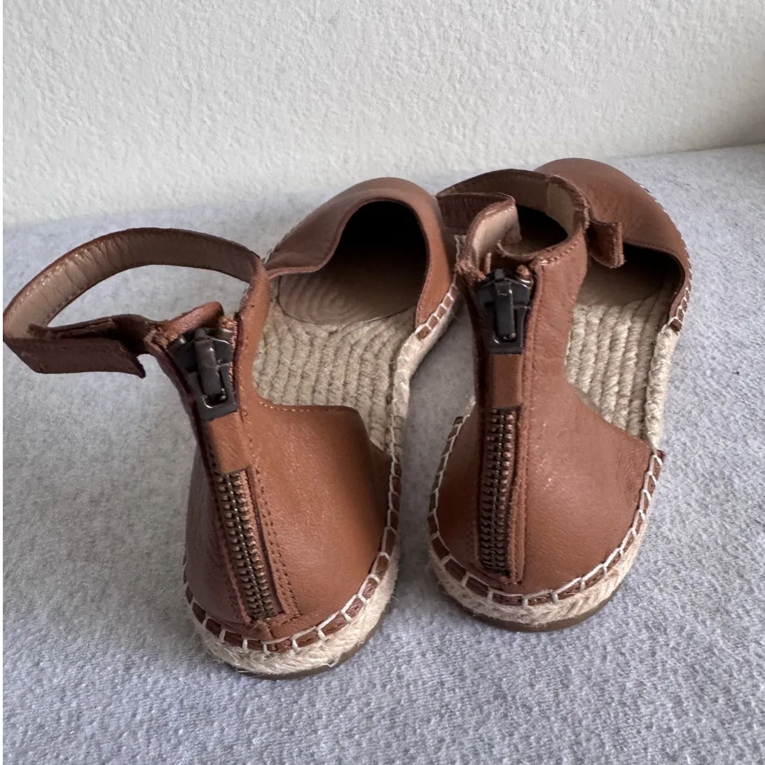 NWT Eileen Fisher Lala Tumbled Leather Espadrille Flat in Brown Size 9 - Image 4
