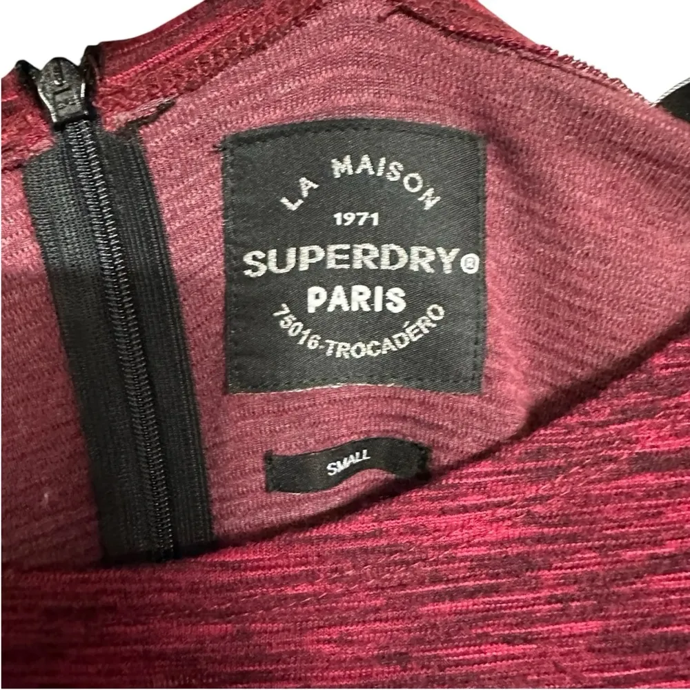 Superdry Women Sz S Augusta Body-con Knit Dress Heathered Red Black Knee Length - Image 5