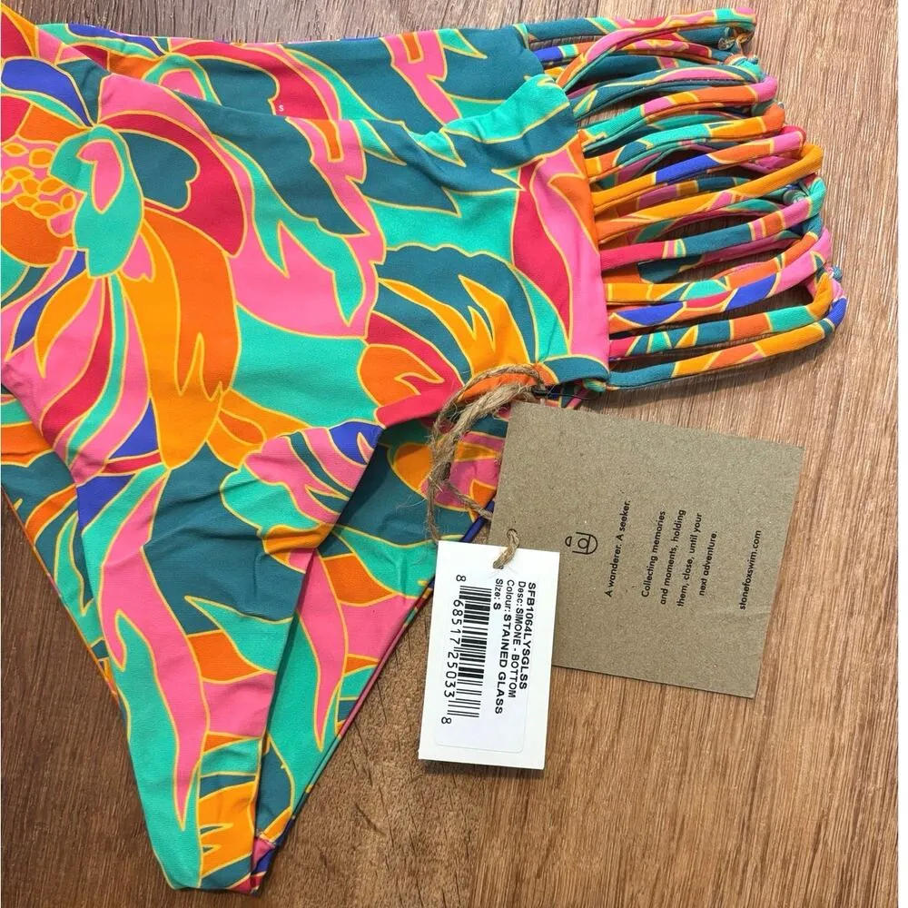 NWT Stone Fox Swim Simone Bikini Bottom In Stained Glass Size Small - Image 4
