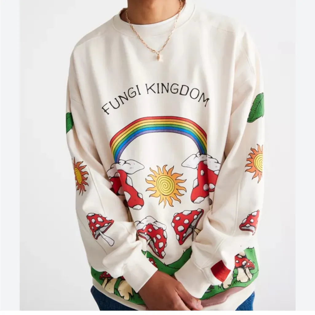 Urban Outfiters CHNGE Fungi Kingdom Mushroom Graphic Long Sleeve T-Shirt Tee - Image 2