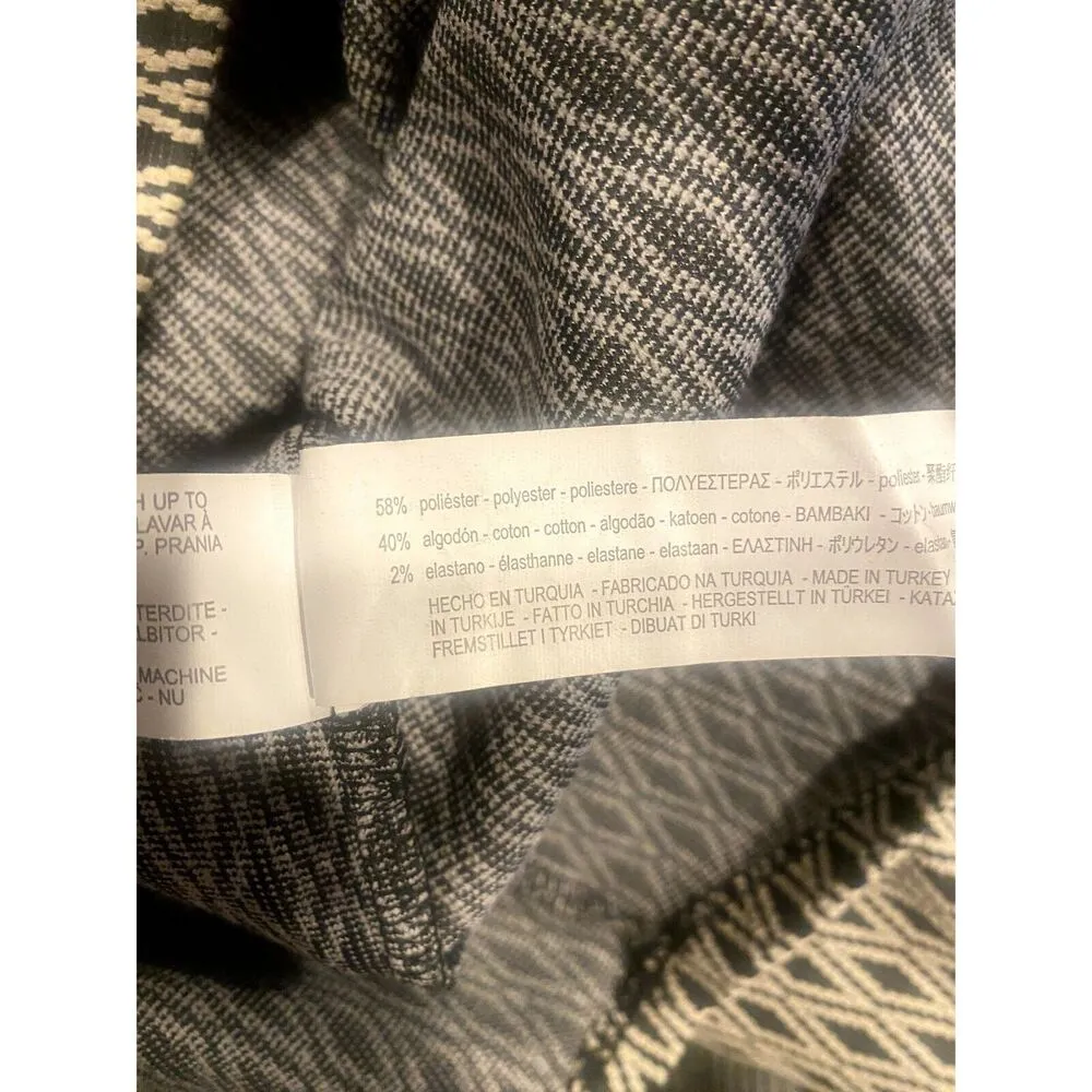 Zara TRF Flirty Pullon Diamond Mini Skirt Band Elastic Waist S Black White #2977 - Image 8