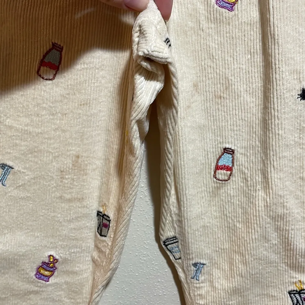 Anthropologie Pilcro The Icon Flare Corduroy Embroidered Pants Cream Size 32 - Image 8