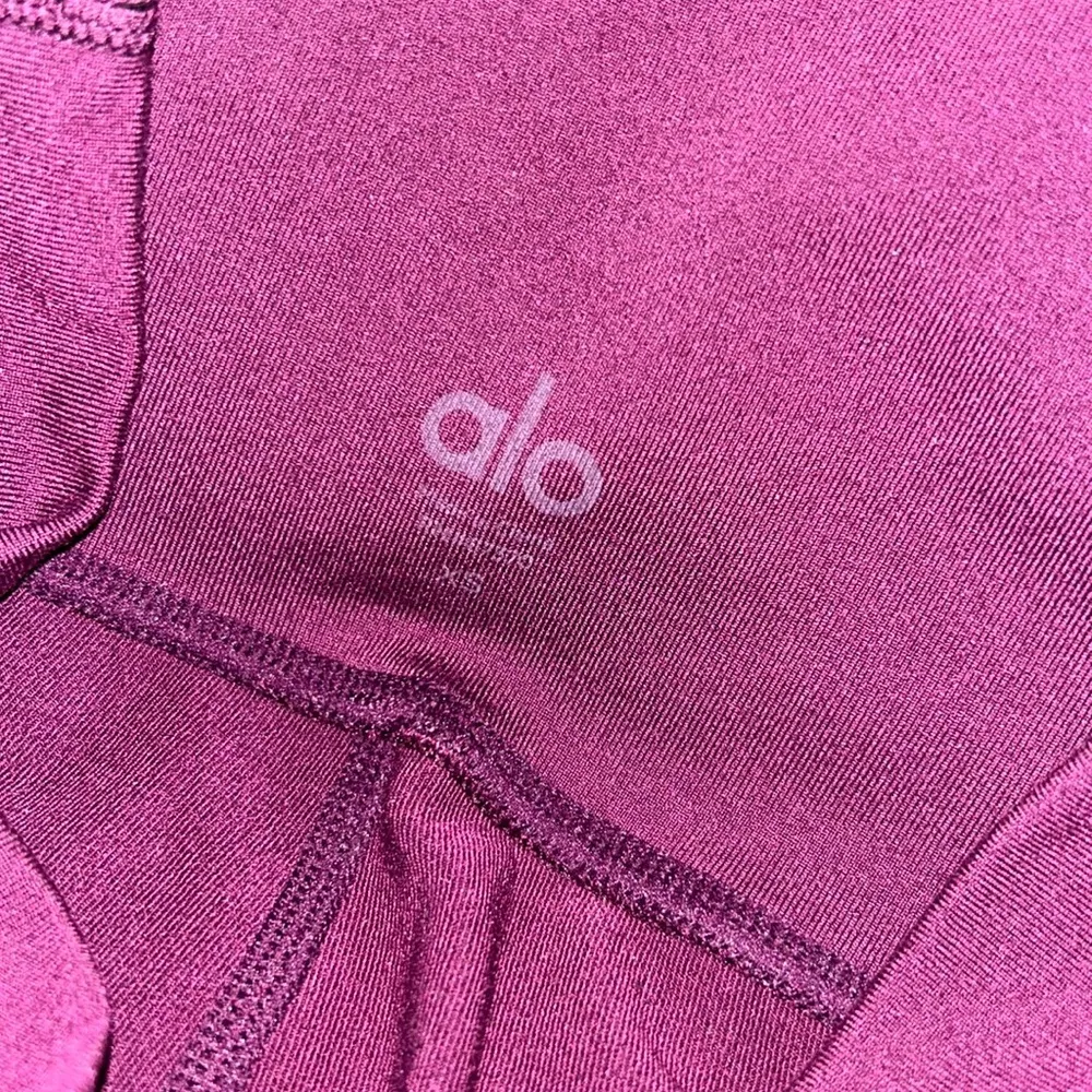 NWOT Alo Yoga cotton velvet Moto airbrush maroon leggings yoga pants size XS! - Image 5