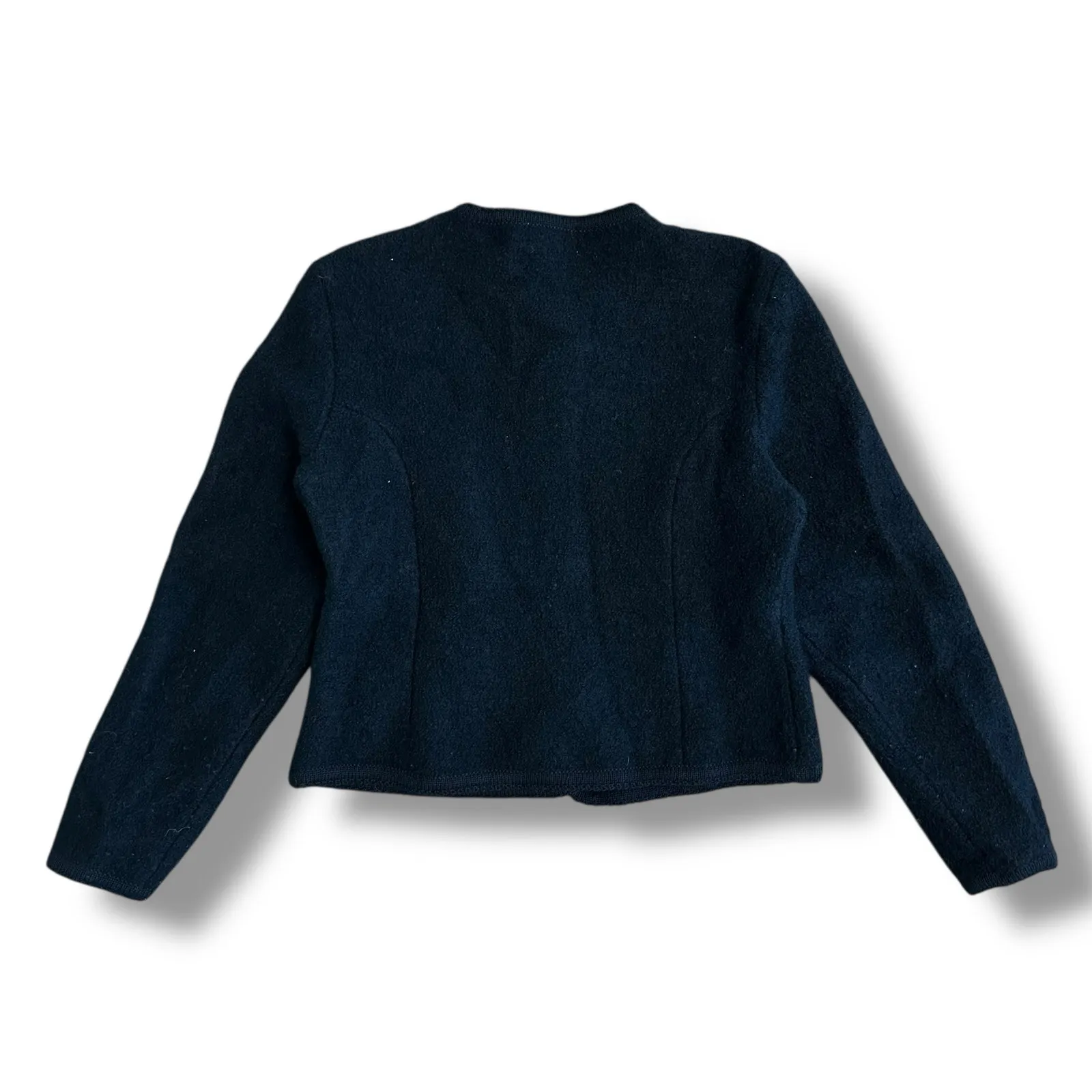 Lands’ End Vintage 100% Wool‎ Black Cardigan Jacket Women’s 12 - Image 6