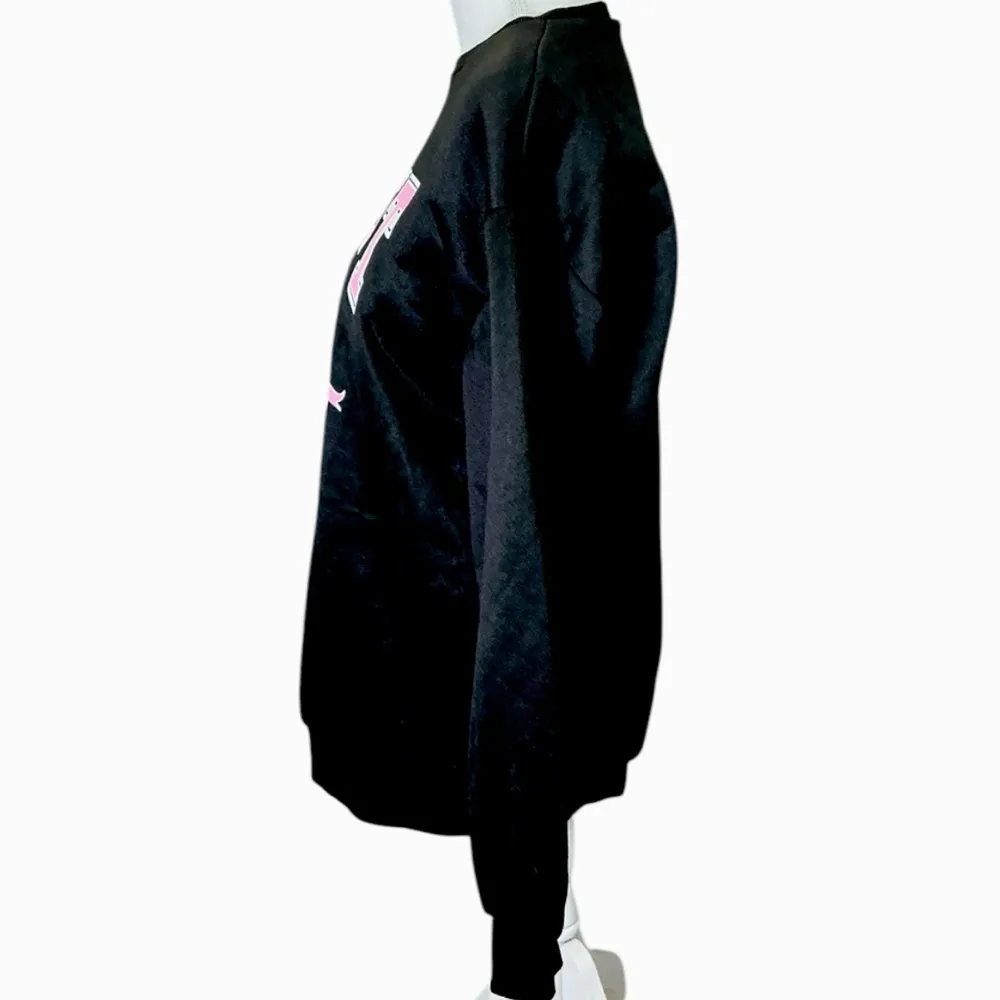 Detroit Sweatshirt Womens Crew Neck Fleece Lined Black Pink Medium Black Pink - Image 9