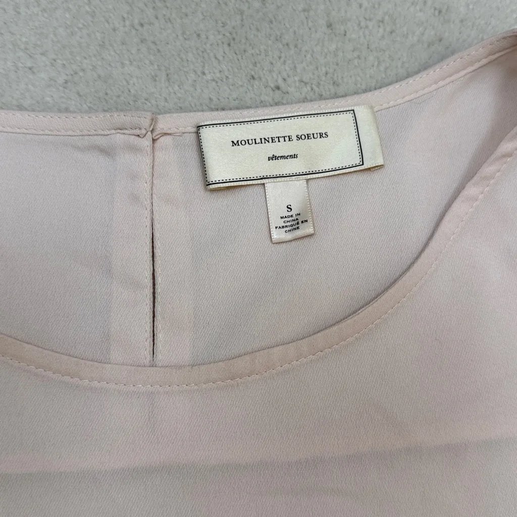 Moulinette Soeurs Anthropologie Feathered Fringe Floral Blouse Tank Top Small - Image 11