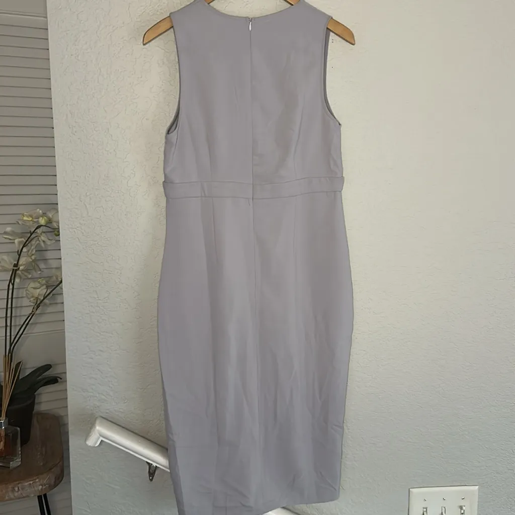 Super Down Plunging Neck High Slit Midi Dress Sexy Sleeveless Party Lavender - Image 7