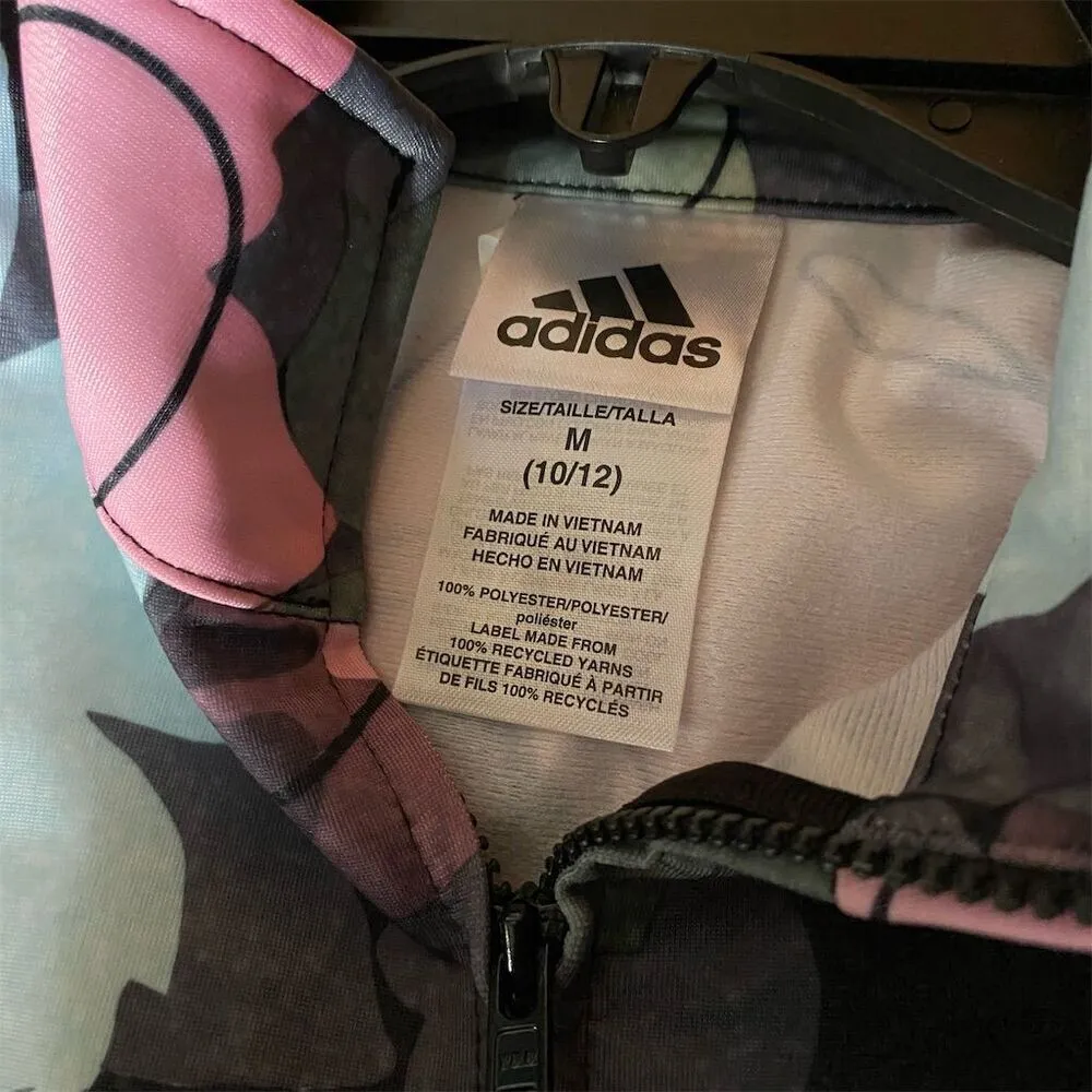 Adidas Girls Floral Print Track Jacket Size 10-12 Multicolor Casual - Image 3
