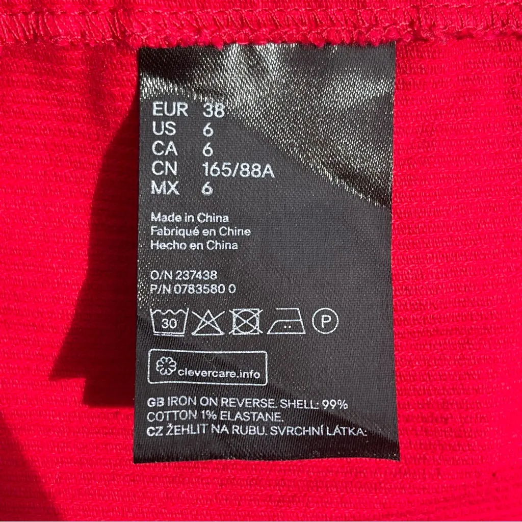 H&M Women’s Red Corduroy Jumper Dress Zip Front Size 6 90s 60s 70s Mini - Image 5