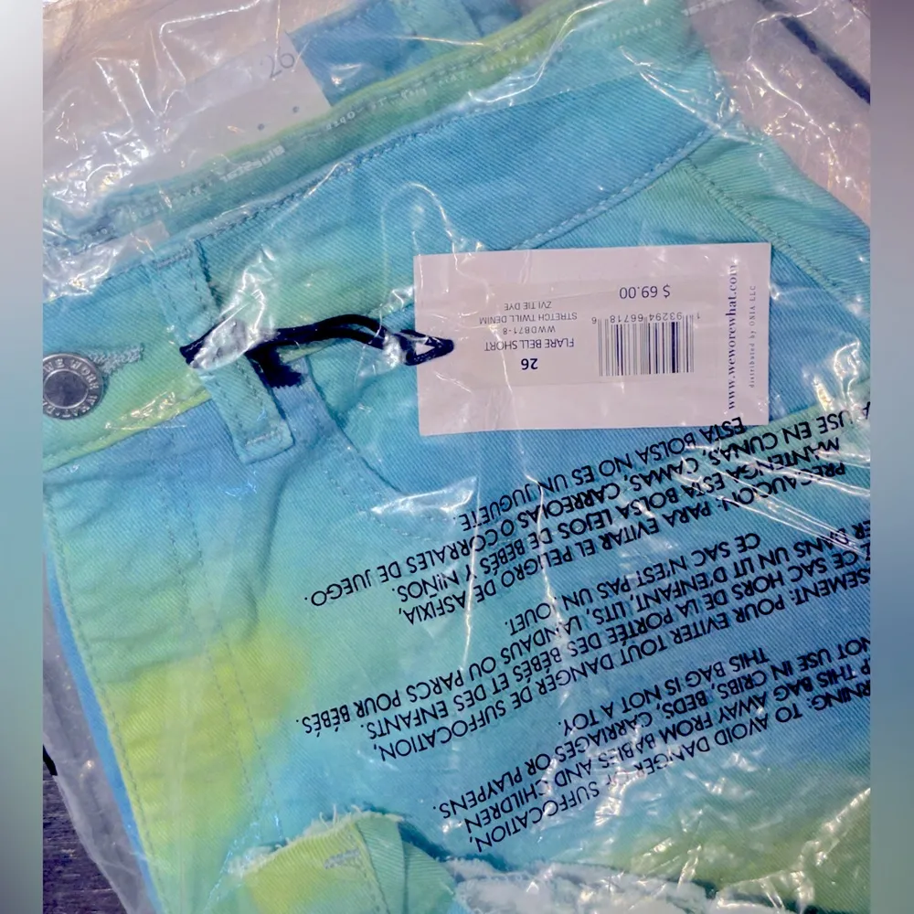 WeWoreWhat Blue Green Flare Bell Denim Shorts Size 26 NWT Brand New - Image 10