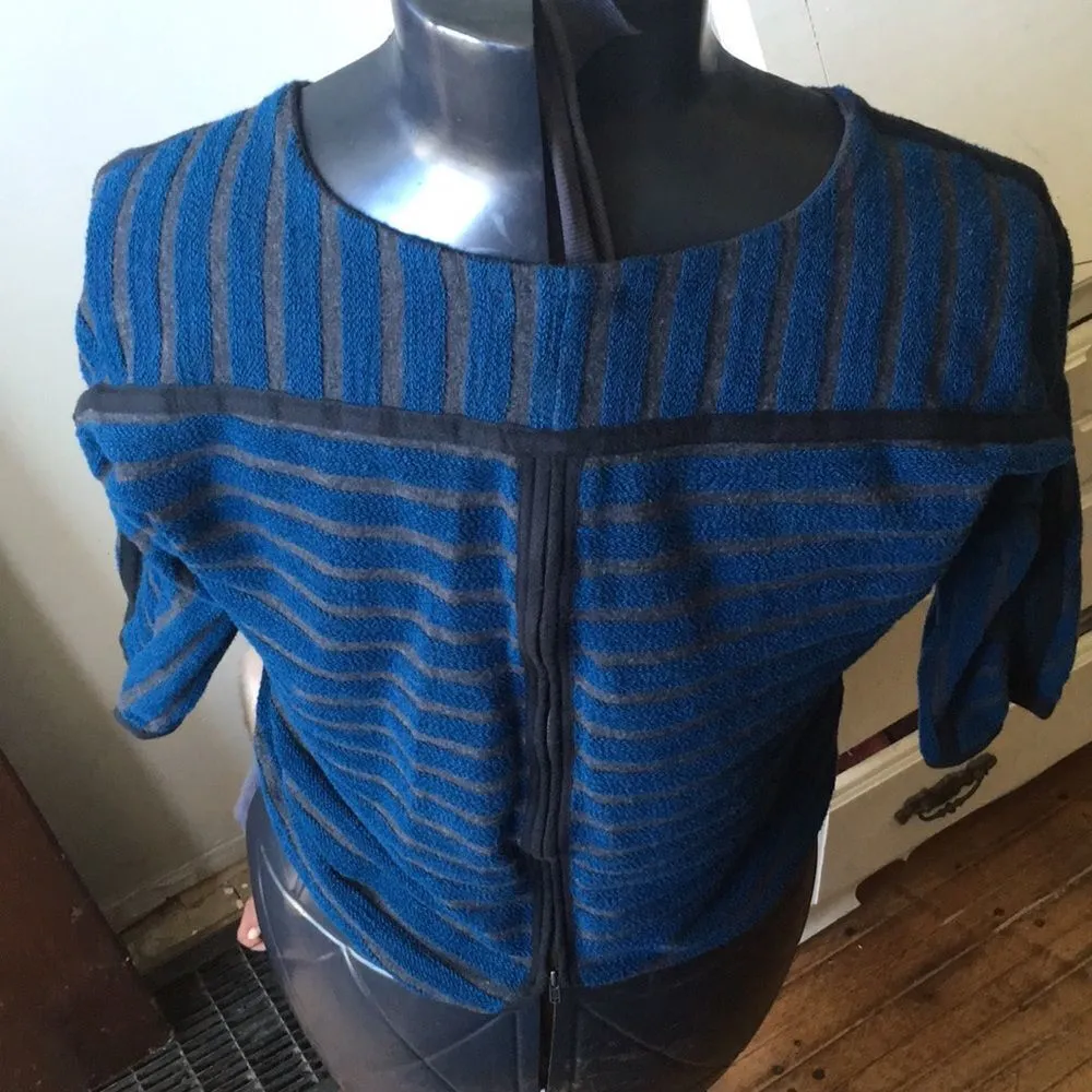 Madewell S blue striped crop 3/4 sleeve blouse - Image 2