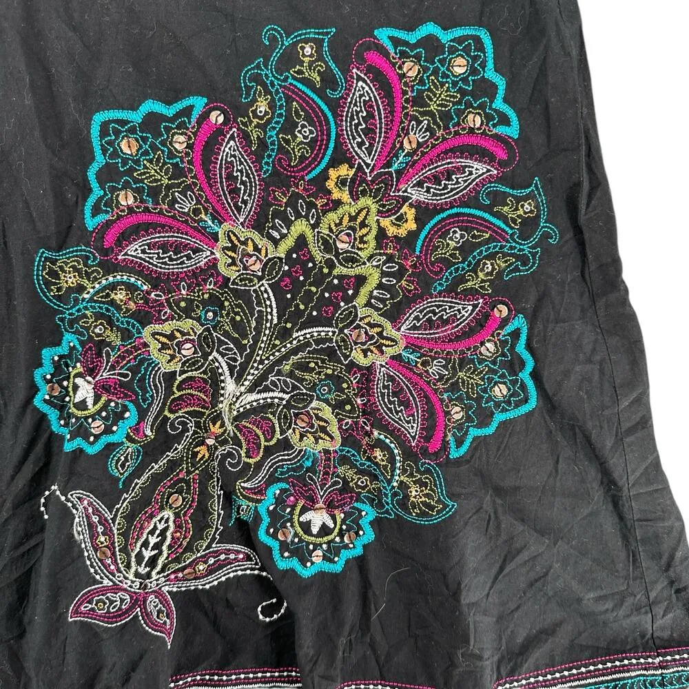 Vintage Y2K Heart & Soul Skater Skirt Electric Blue Pink Floral Boho Pattern 13 - Image 2