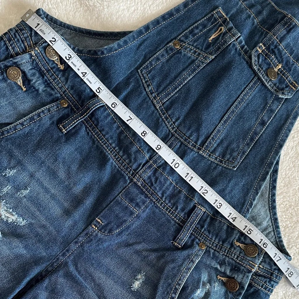 LEI Blue Denim Overalls Adjustable Straps Size Medium Juniors - Image 9